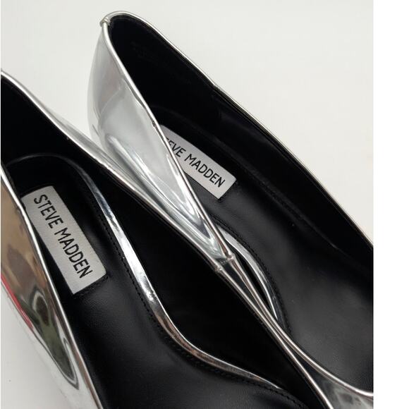 Steve Madden Nathalia Patent Leather Kitten Heels Women's Silver Metallic US8.5M - Picture 9 of 13